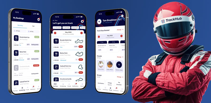 TrackHub mobile app and motorsport brand visual